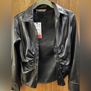 Zara Black Faux Leather Jacket